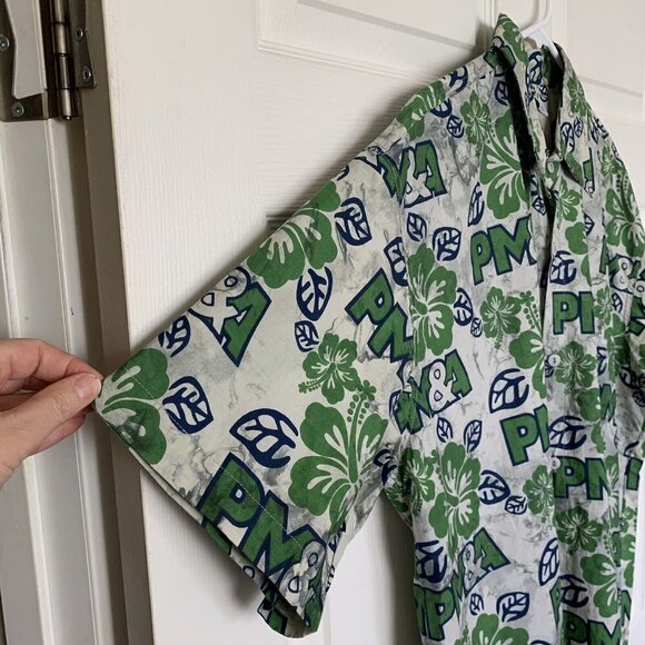 Wet Dog PM&A Men’s Large Camp Shirt Hawaiian Floral Green Blue Gray - Picture 4 of 12